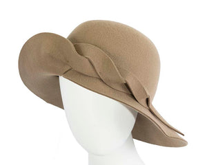 Cupids Millinery Women's Hat Nude Exclusive wide brim camel felt hat by Max Alexander