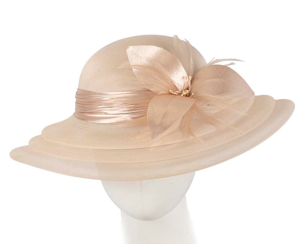 Cupids Millinery Women's Hat Nude/Gold Champagne gold custom made mother of the bride hat