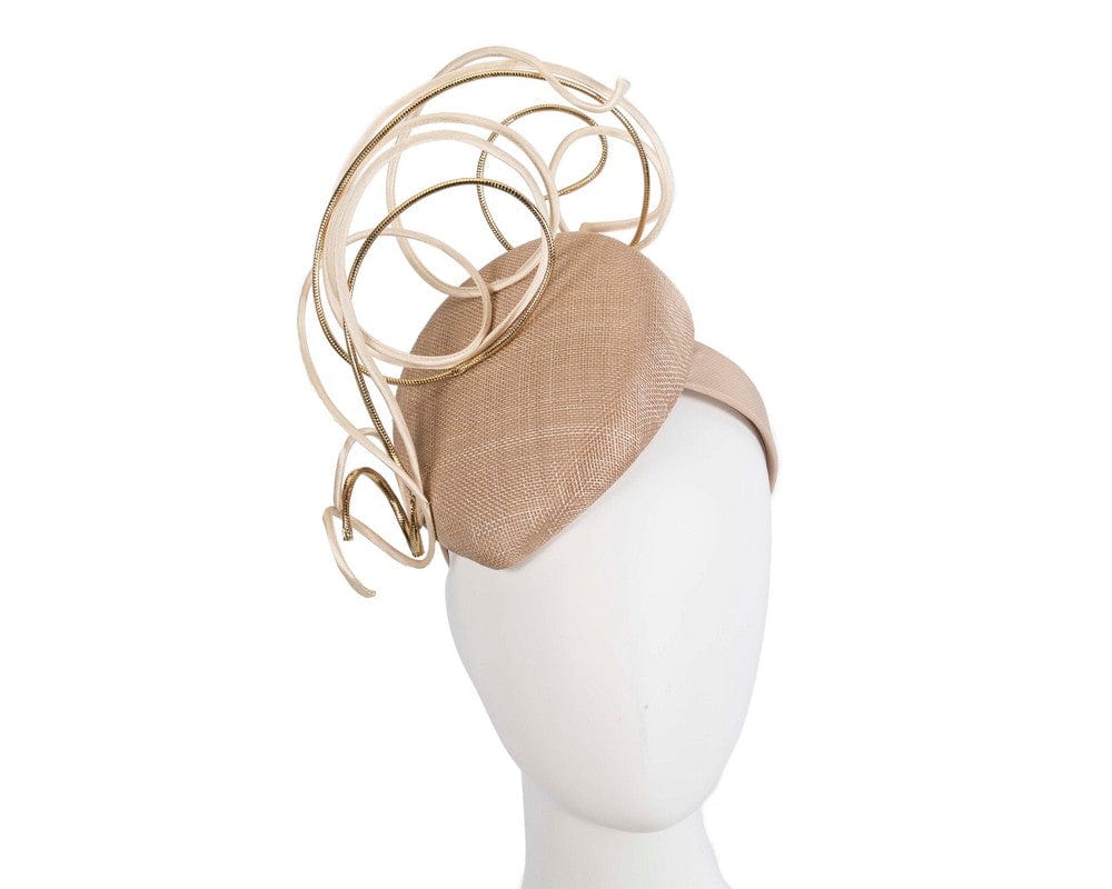 Cupids Millinery Women's Hat Nude/Gold Designers nude & gold pillbox fascinator by Fillies Collection