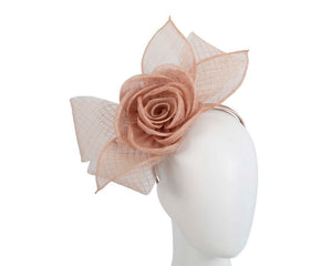 Cupids Millinery Women's Hat Nude Large nude sinamay bow racing fascinator by Max Alexander