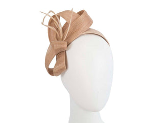 Cupids Millinery Women's Hat Nude Nude abaca loops and feathers racing fascinator by Fillies Collection