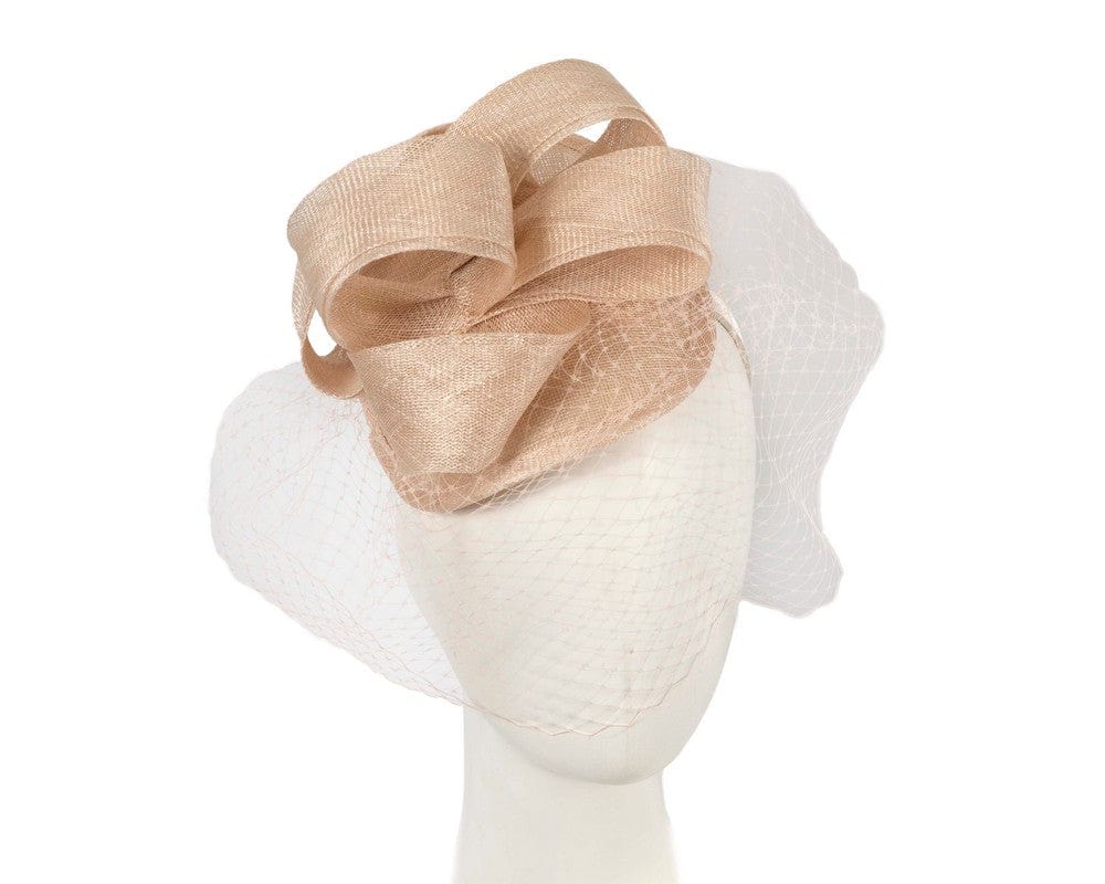 Cupids Millinery Women's Hat Nude Nude fascinator with face veil by Max Alexander