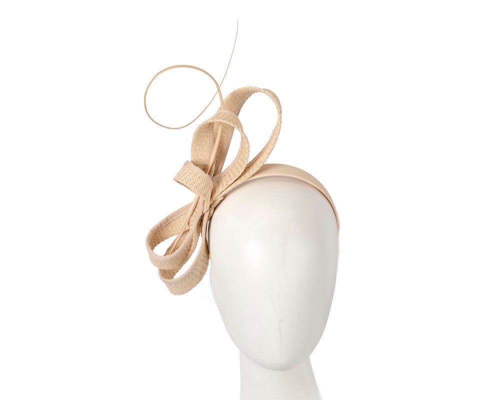 Cupids Millinery Women's Hat Nude Nude loops and feather fascinator by Max Alexander