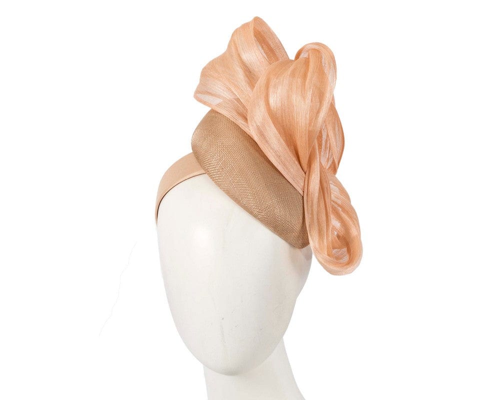 Cupids Millinery Women's Hat Nude Nude pillbox fascinator with silk abaca bow by Fillies Collection