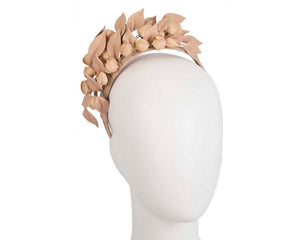 Cupids Millinery Women's Hat Nude Nude sculptured leather flower headband fascinator by Max Alexander