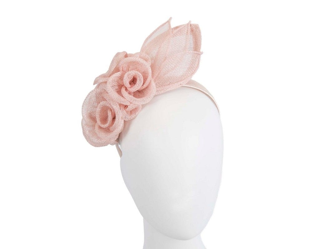 Cupids Millinery Women's Hat Nude/Pink Large blush sinamay  flower fascinator by Max Alexander