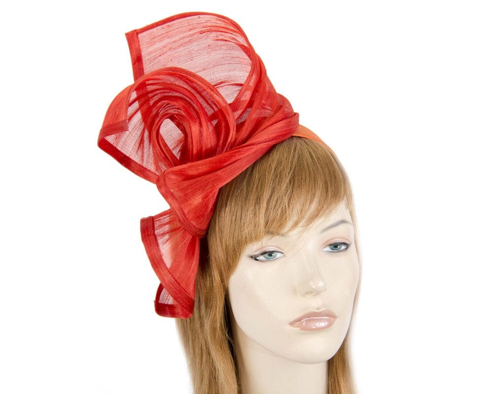 Cupids Millinery Women's Hat Orange Bespoke orange silk abaca racing fascinator by Fillies Collection