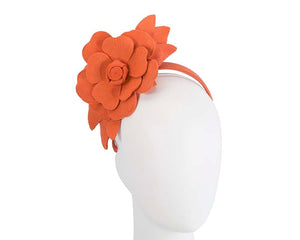 Cupids Millinery Women's Hat Orange Burnt orange felt flower fascinator by Max Alexander