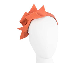 Cupids Millinery Women's Hat Orange Burnt orange felt twisted fascinator headband by Max Alexander