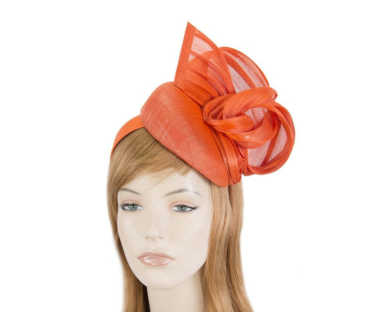 Cupids Millinery Women's Hat Orange Elegant orange pillbox racing fascinator by Fillies Collection