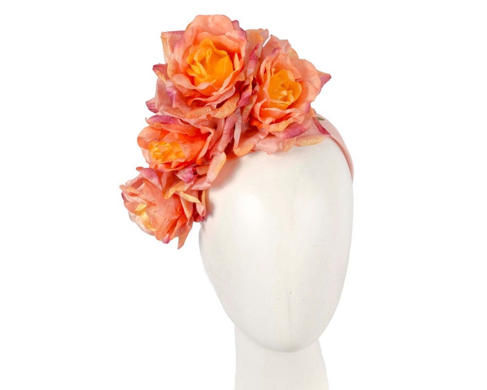 Cupids Millinery Women's Hat Orange Large orange flower headband by Max Alexander