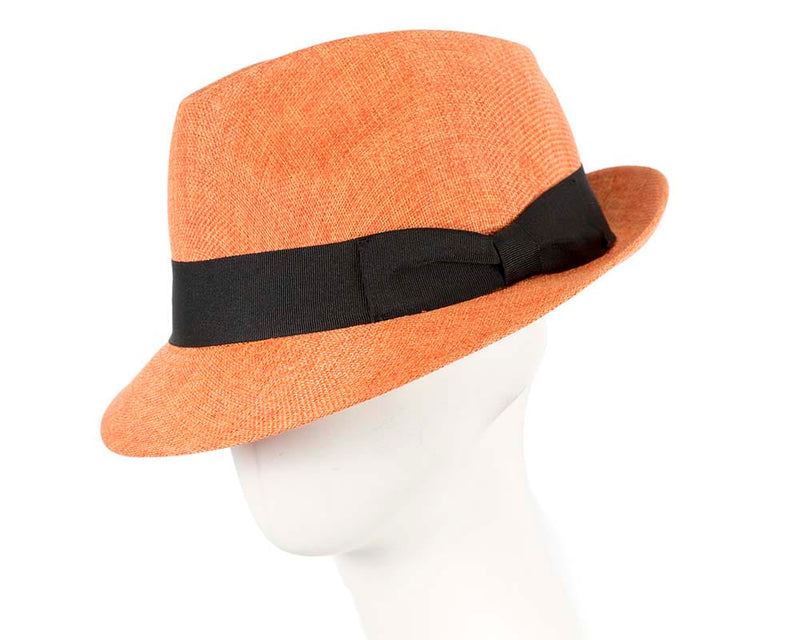Cupids Millinery Women's Hat Orange Orange Fedora Homburg Hat