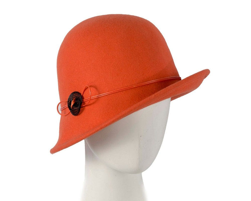 Cupids Millinery Women's Hat Orange Orange felt cloche hat by Max Alexander