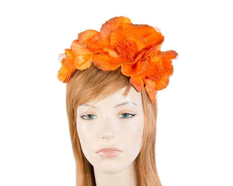 Cupids Millinery Women's Hat Orange Orange Flower Fascinator Headband