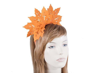 Cupids Millinery Women's Hat Orange Orange laser cut maple leafs on headband