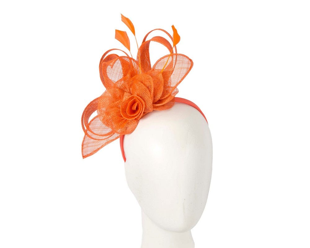 Cupids Millinery Women's Hat Orange Orange sinamay flower fascinator by Max Alexander