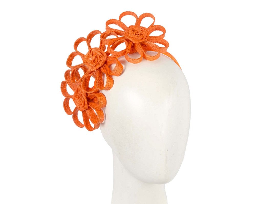 Cupids Millinery Women's Hat Orange Orange sinamay flowers headband by Max Alexander