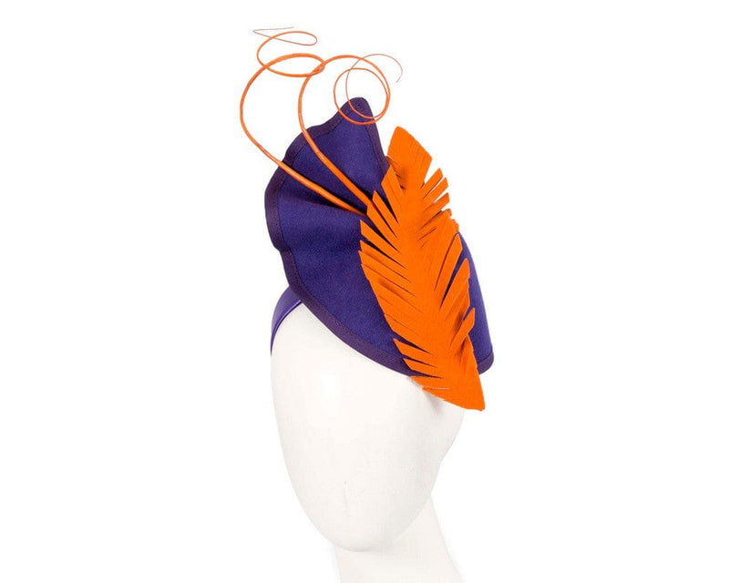 Cupids Millinery Women's Hat Orange/Purple Exclusive purple & orange felt winter racing fascinator by Fillies Collection
