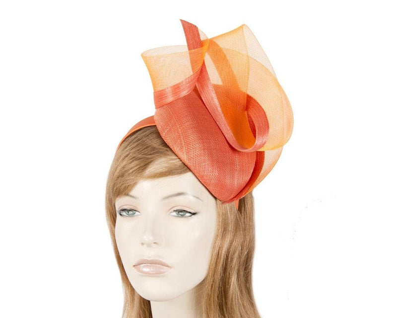 Cupids Millinery Women's Hat Orange Tall orange pillbox fascinator