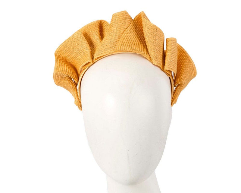 Cupids Millinery Women's Hat Orange/Yellow Large mustard crown racing fascinator by Max Alexander