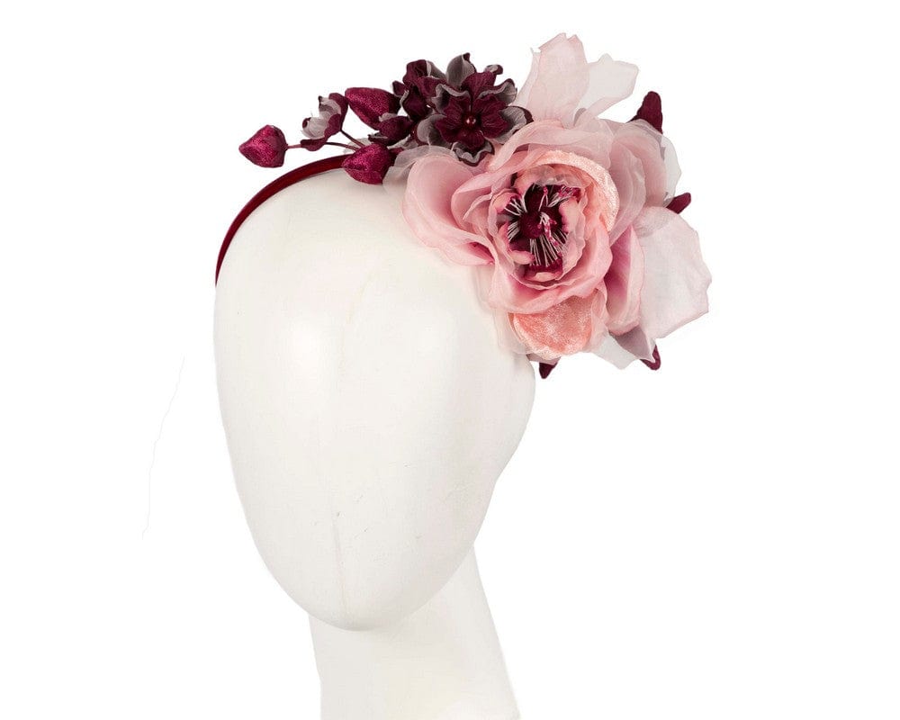 Cupids Millinery Women's Hat Pink/Burgundy Pink & burgundy flower headband fascinator by Max Alexander