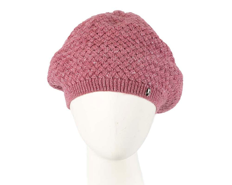 Cupids Millinery Women's Hat Pink Crocheted wool dusty pink beret by Max Alexander