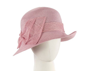 Cupids Millinery Women's Hat Pink Dusty pink cloche hat with bow by Max Alexander