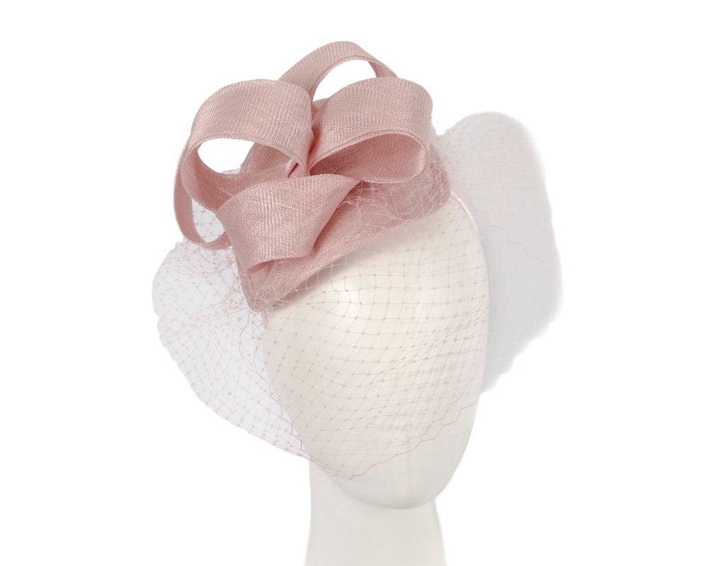 Cupids Millinery Women's Hat Pink Dusty Pink fascinator with face veil by Max Alexander