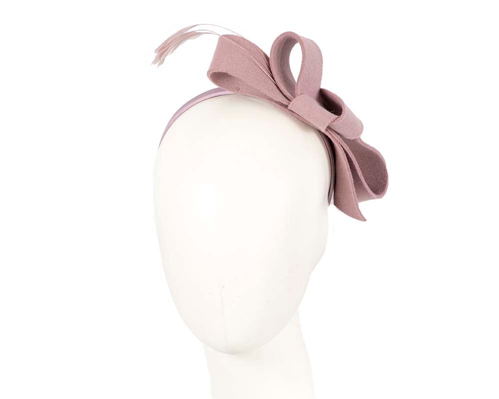 Cupids Millinery Women's Hat Pink Dusty pink felt bow winter racing fascinator