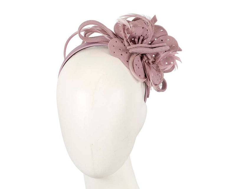 Cupids Millinery Women's Hat Pink Dusty pink felt flower winter fascinator