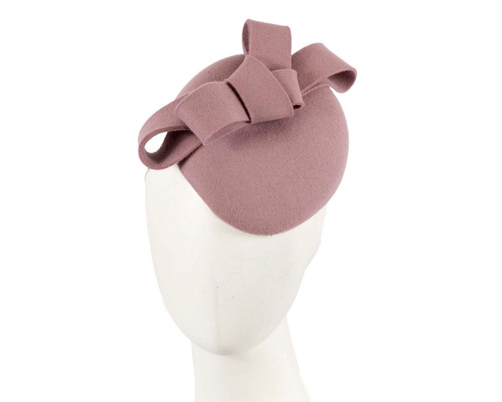 Cupids Millinery Women's Hat Pink Dusty pink felt winter racing pillbox fascinator