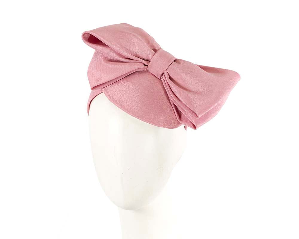 Cupids Millinery Women's Hat Pink Dusty pink satin fascinator with big bow by Max Alexander