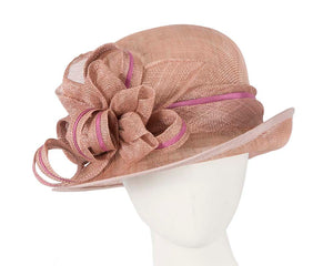 Cupids Millinery Women's Hat Pink Dusty pink sinamay cloche hat