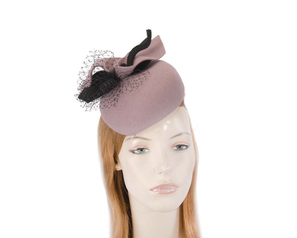Cupids Millinery Women's Hat Pink Dusty pink winter felt pillbox