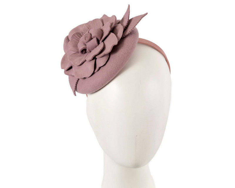 Cupids Millinery Women's Hat Pink Dusty pink winter pillbox fascinator by Max Alexander