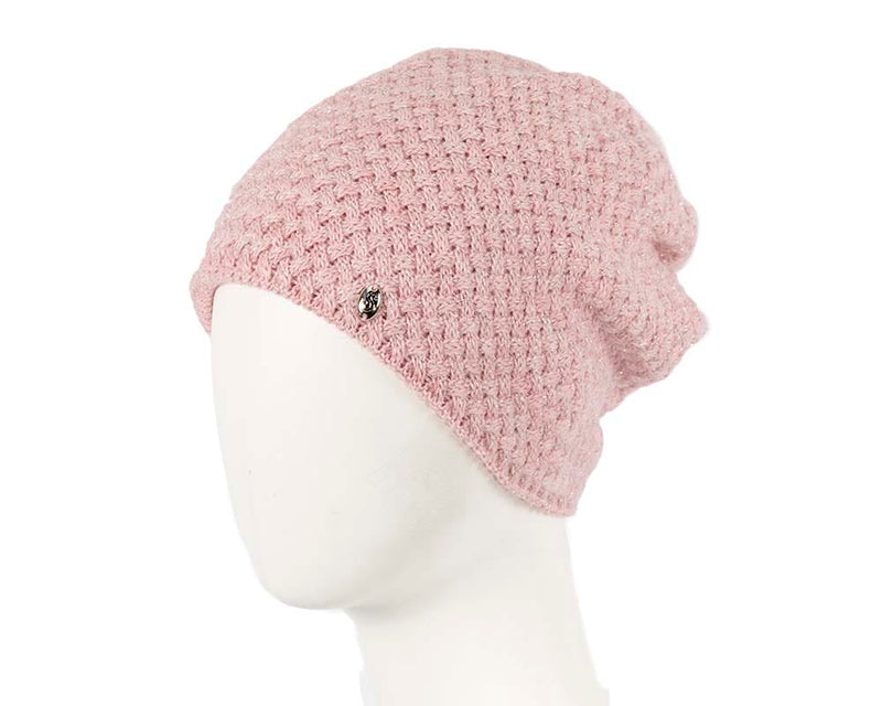 Cupids Millinery Women's Hat Pink European made crocheted dusty pink beanie