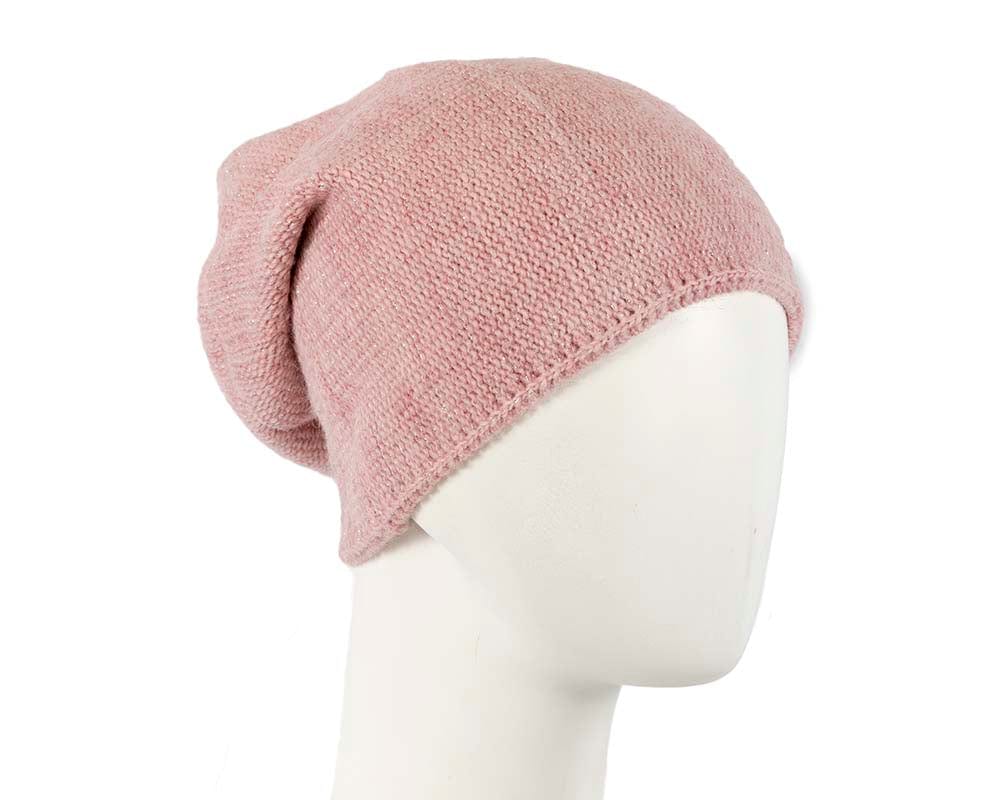 Cupids Millinery Women's Hat Pink European made woven dusty pink beanie