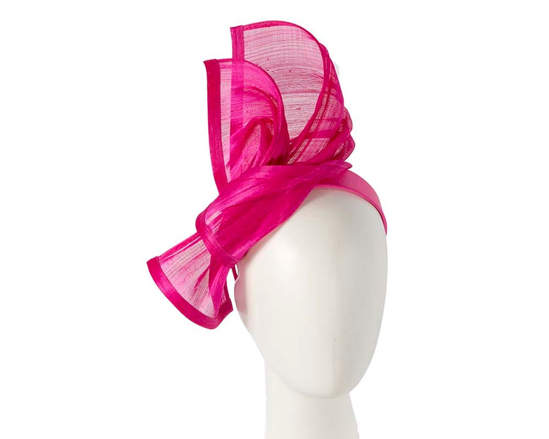 Cupids Millinery Women's Hat Pink/Fuchsia Bespoke hot pink silk abaca racing fascinator by Fillies Collection