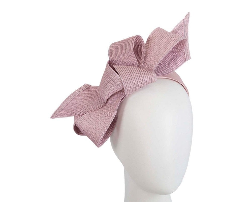 Cupids Millinery Women's Hat Pink Large dusty pink bow racing fascinator by Max Alexander