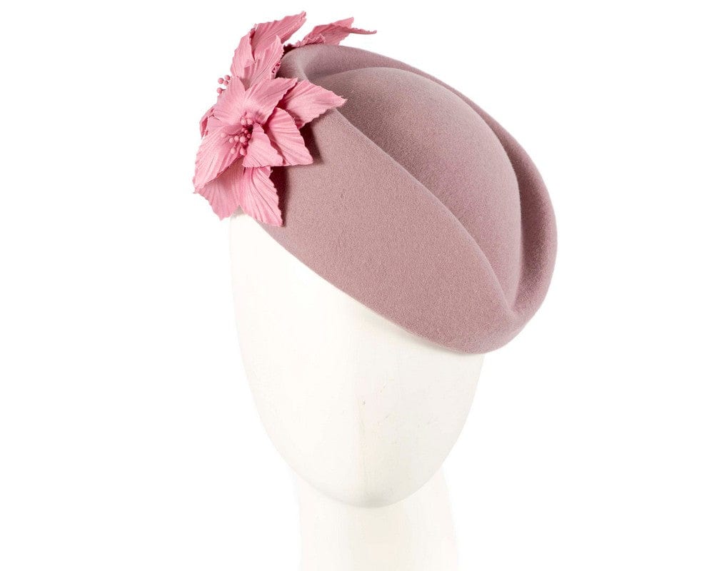 Cupids Millinery Women's Hat Pink Large Dusty Pink felt beret hat by Fillies Collection