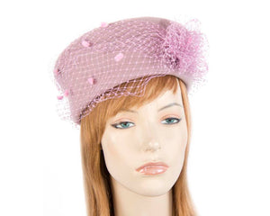 Cupids Millinery Women's Hat Pink Large dusty pink felt beret hat
