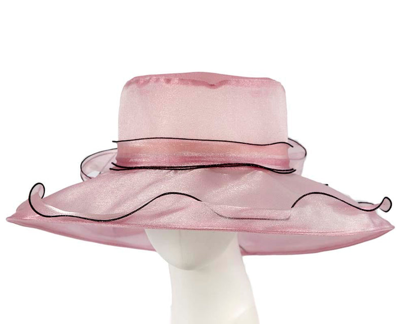 Cupids Millinery Women's Hat Pink Large Dusty Pink Organza Racing Hat