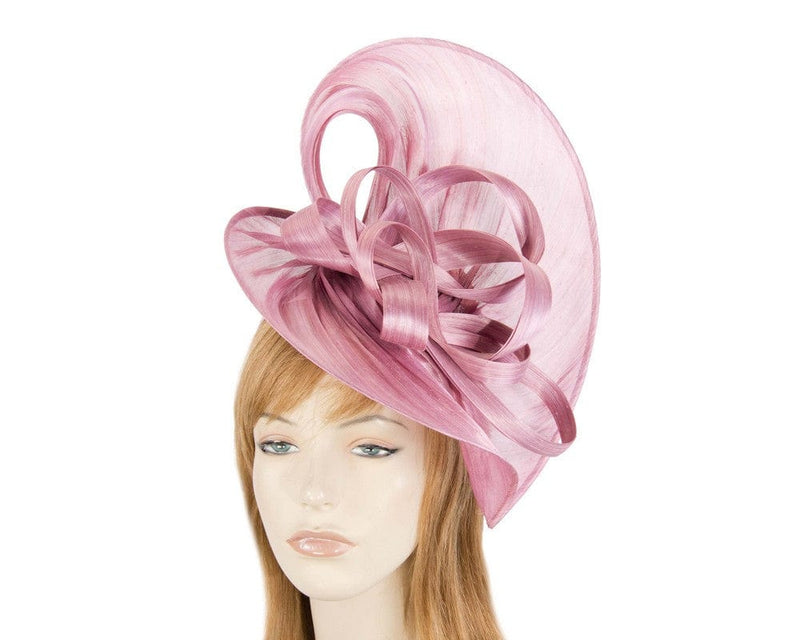 Cupids Millinery Women's Hat Pink Large dusty pink silk abaca heart fascinator