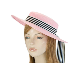 Cupids Millinery Women's Hat Pink Pink boater hat by Max Alexander