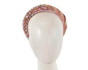 Cupids Millinery Women's Hat Pink Pink crystal covered fascinator headband by Cupids Millinery