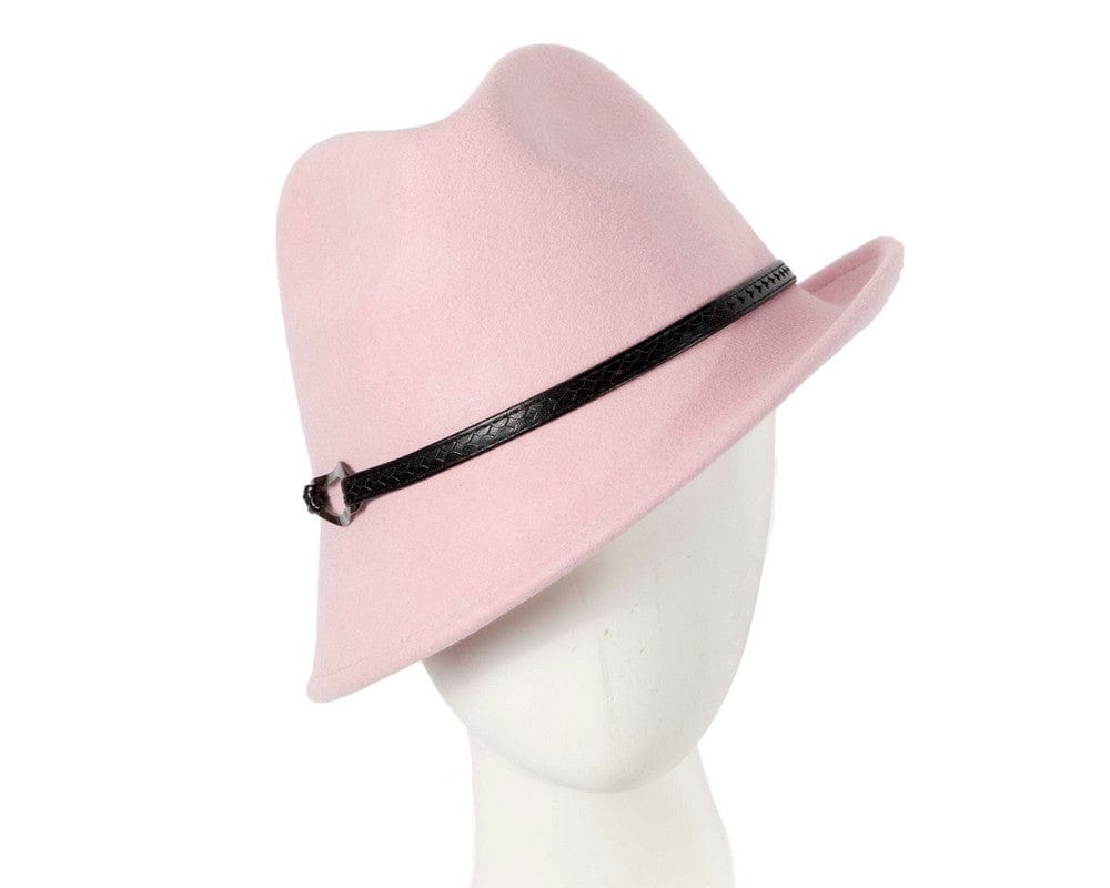 Cupids Millinery Women's Hat Pink Pink felt trilby hat by Max Alexander