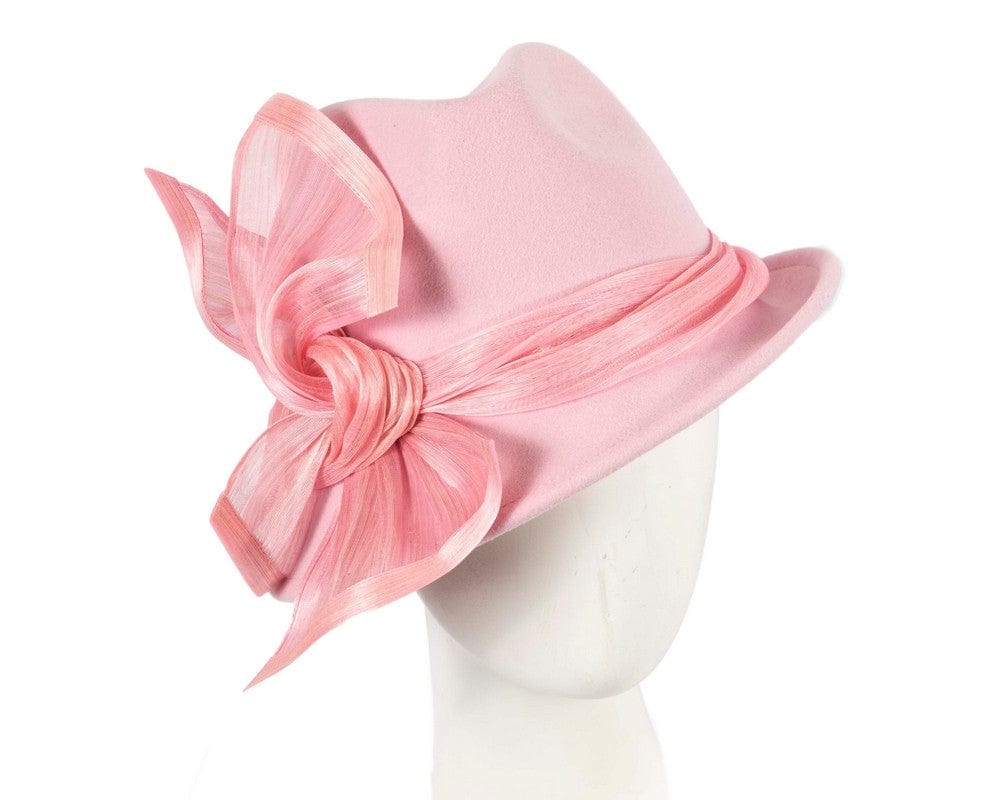 Cupids Millinery Women's Hat Pink Pink ladies winter fashion felt fedora hat by Fillies Collection