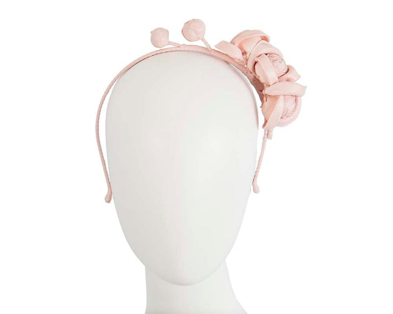 Cupids Millinery Women's Hat Pink Pink leather flowers headband by Max Alexander