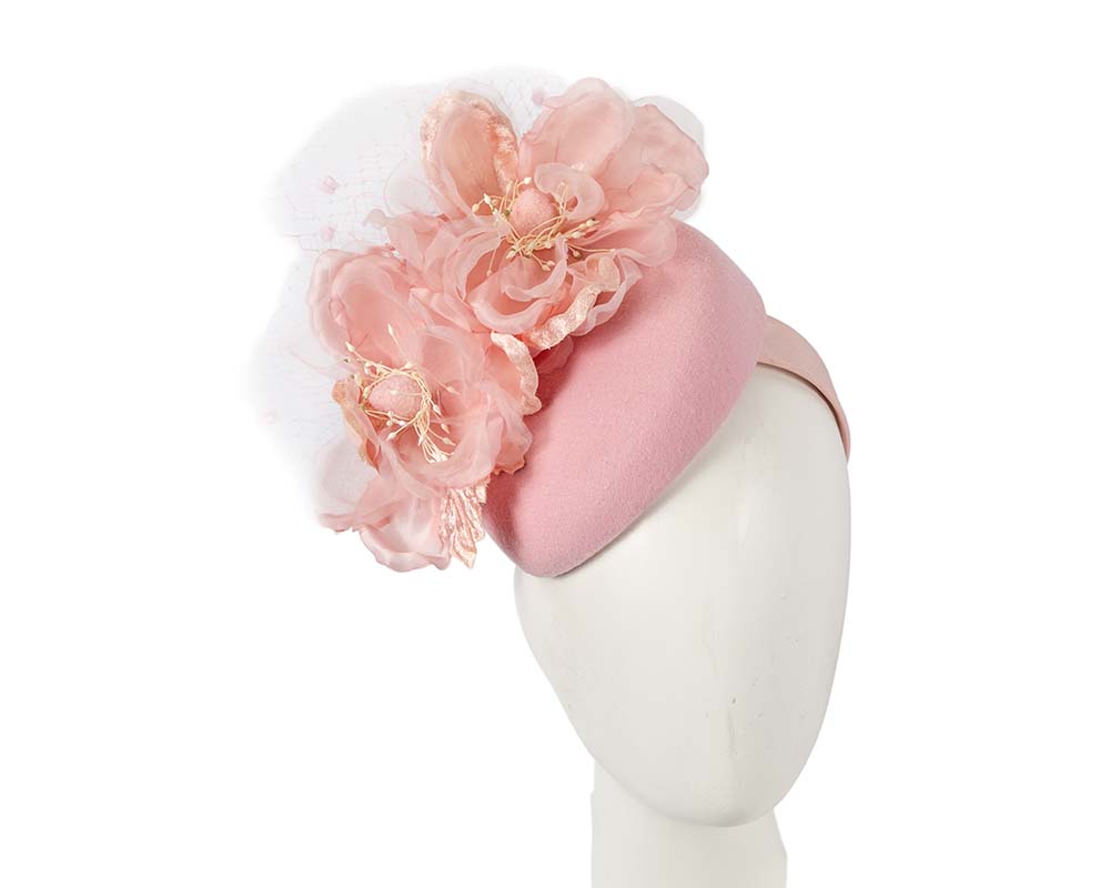 Cupids Millinery Women's Hat Pink Pink pillbox with large flower by Fillies Collection