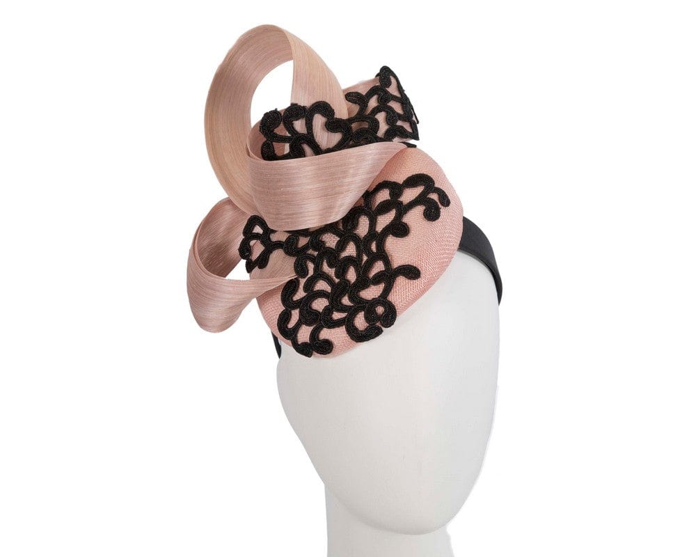 Cupids Millinery Women's Hat Pink Stunning blush pillbox fascinator with lace by Fillies Collection